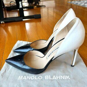 Manolo Blahnik Black & White Colorblock Heels